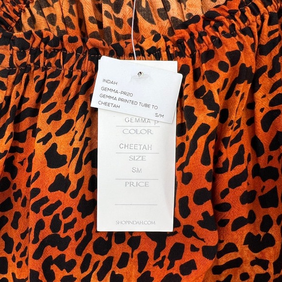 INDAH Gemma Tube Top Womens Small Medium Orange Black Cheetah Animal Print NWT - Picture 12 of 16